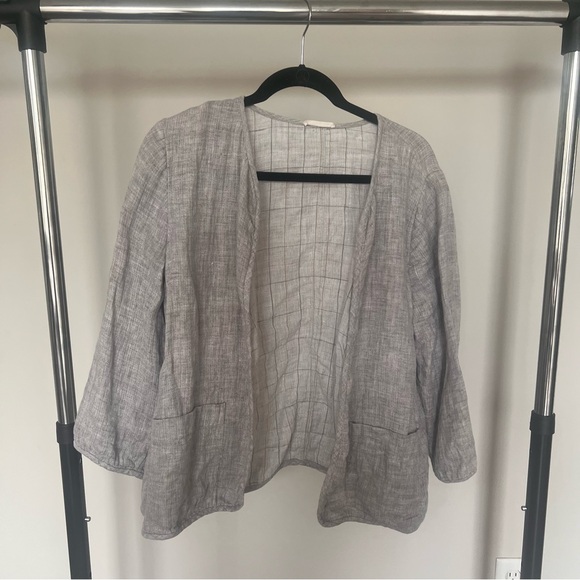 Eileen Fisher Grey Linen Jacket - Picture 4 of 4
